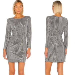 BB Dakota Dress What's Your Shine Metallic Long Sleeve in Gunmetal Size XS NWT